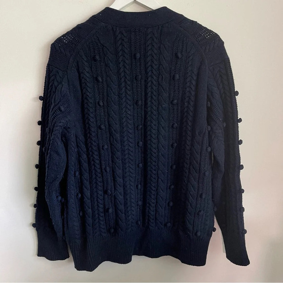 White + Warren Navy Bobble Stitch Open Front Cardigan XS - Picture 5 of 5